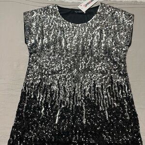 Silver & Black Sequin lined Top